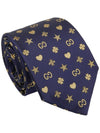 Symbol Motif Pattern Slim Silk Tie Navy - GUCCI - BALAAN 2