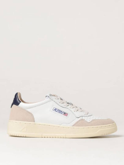 Women's Leather Suede Medalist Low Top Sneakers White Blue - AUTRY - BALAAN 2