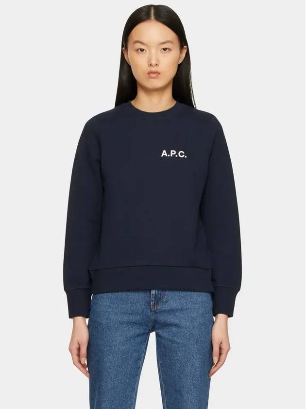 Women's Chest Small Logo Long Sleeve Sweatshirt Navy - A.P.C. - BALAAN 3