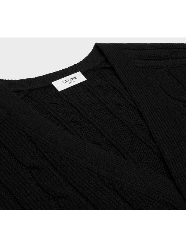 Triomphe Embroidered Cable Knit Cashmere Cardigan Black - CELINE - BALAAN 4