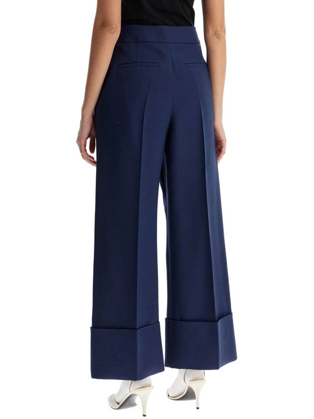 high-waisted wide leg pants in silk and wool indigo - VALENTINO - BALAAN 3