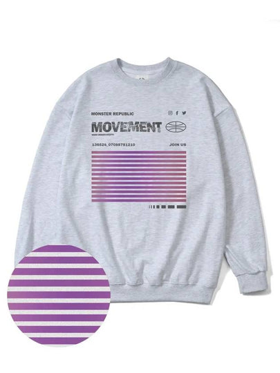 Social Stance Purple Overfit Sweatshirt Melange Gray - MONSTER REPUBLIC - BALAAN 2