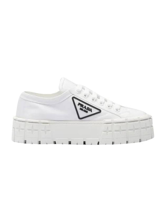 Double Wheel Re-Nylon Gabardine Low-Top Sneakers White - PRADA - BALAAN 1