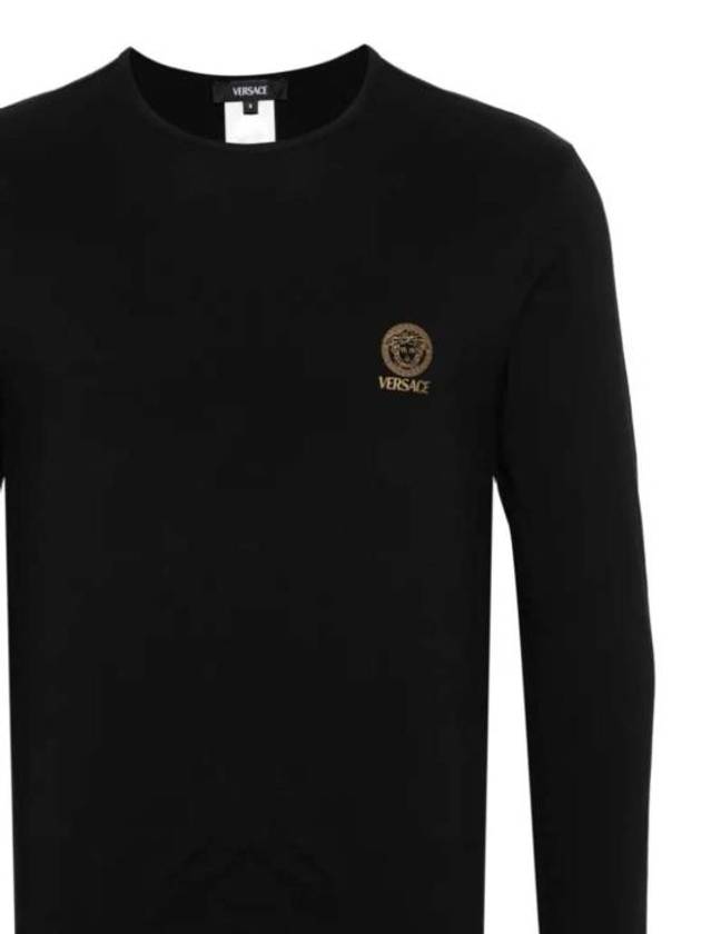 Logo Round Neck Long Sleeve T-Shirt Black - VERSACE - BALAAN 3