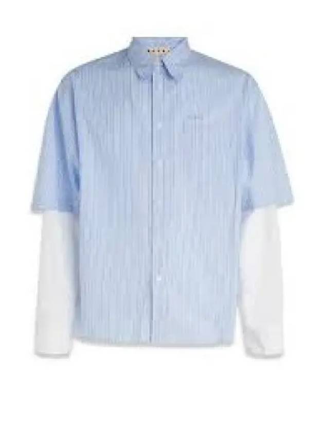 Logo Stripe Long Sleeve Shirt Blue - MARNI - BALAAN 2