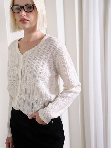 Women s Cashmere Cardigan Ivory DANISH KNIT - TINA BLOSSOM - BALAAN 1