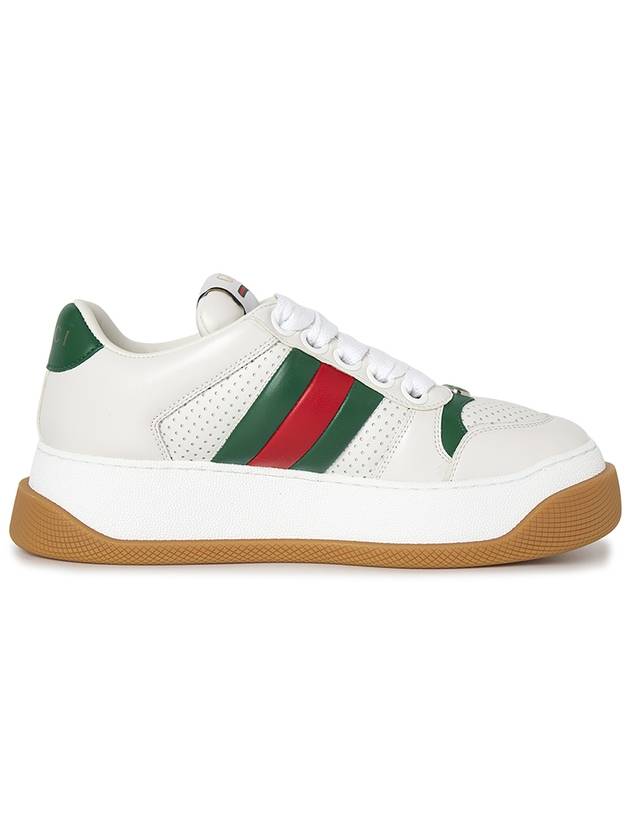 Screener Web Leather Low Top Sneakers White - GUCCI - BALAAN 5