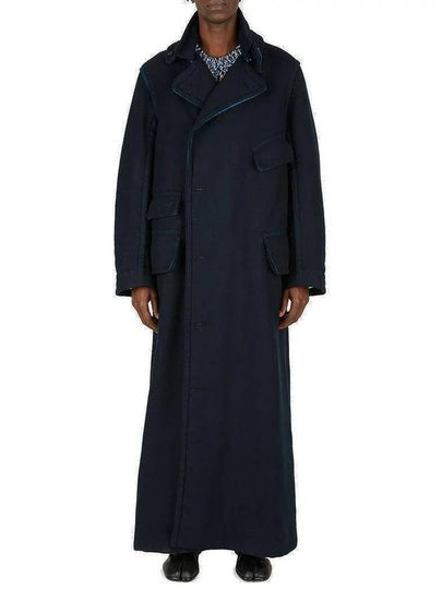 Cut Out Color Combination Detail Virgin Wool Single Coat Navy - MAISON MARGIELA - BALAAN 2