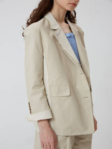 Cotton Double Collar Overfit Jacket Cream - REAL ME ANOTHER ME - BALAAN 1