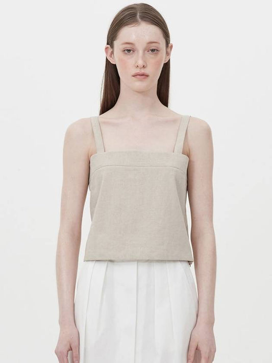 linen square sleeveless crop top_oatmeal - JUN BY JUN K - BALAAN 1