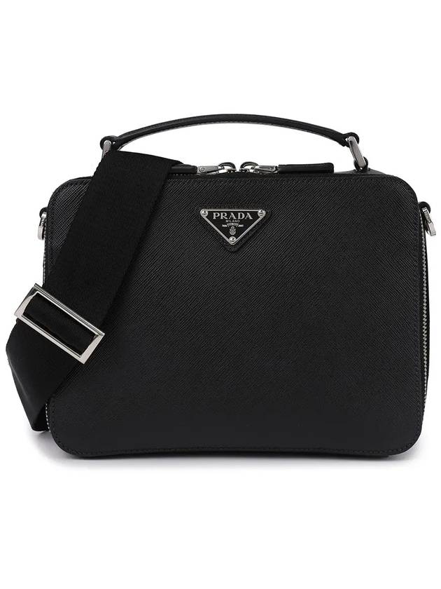 Medium Brique Saffiano Leather Cross Bag Black - PRADA - BALAAN 2