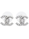 CC logo crystal earrings silver - CHANEL - BALAAN 2