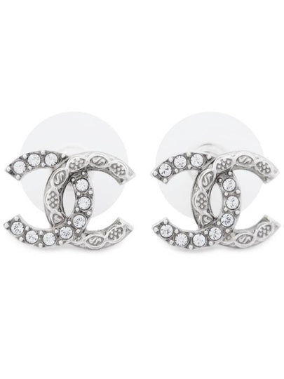 CC logo crystal earrings silver - CHANEL - BALAAN 2