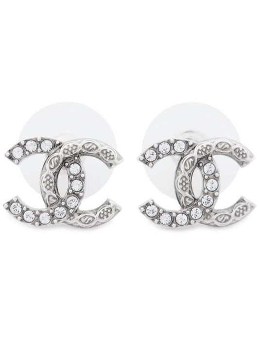 CC logo crystal earrings silver - CHANEL - BALAAN 2