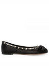 Rockstud Satin Ballerina Black - VALENTINO - BALAAN 3