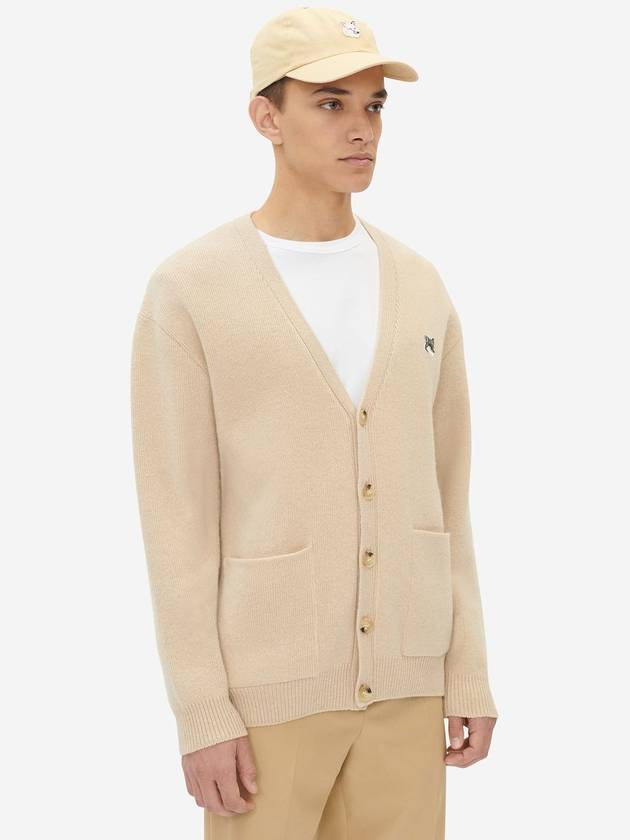 Grey Fox Head Patch Relax Cardigan Beige - MAISON KITSUNE - BALAAN 4