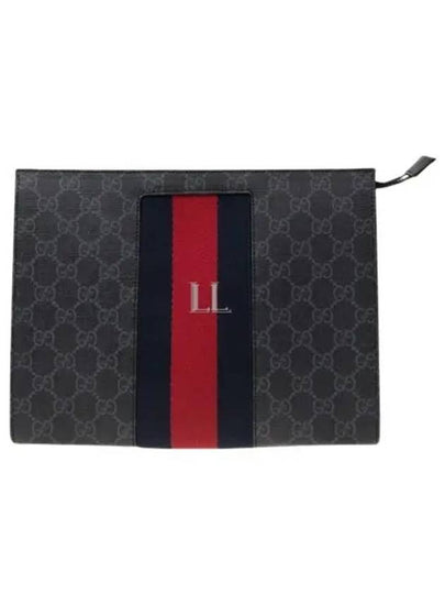 Men's GG Supreme Web Pouch Clutch Bag Black - GUCCI - BALAAN 2