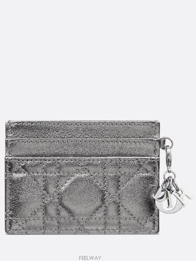 Lady Dior Freesia Card Wallet Metallic Silver Tone Cana - DIOR - BALAAN 2