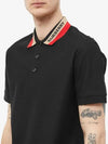 Logo Stripe Short Sleeve Polo Shirt Black - BURBERRY - BALAAN 3