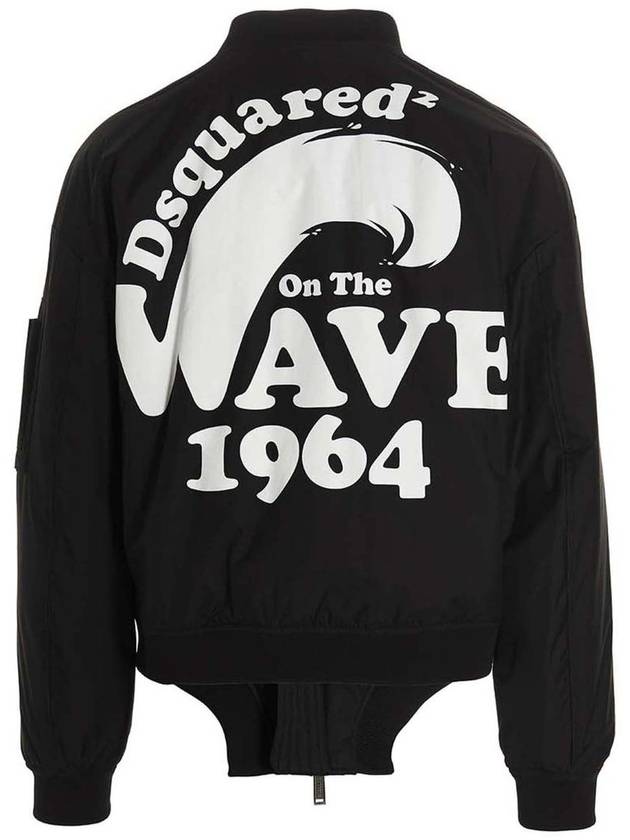 D2 On The Wave Rob Shoulder Bomber Jacket Black - DSQUARED2 - BALAAN 3