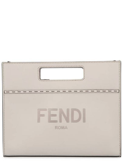 logo print mini tote shoulder bag gray - FENDI - BALAAN 2