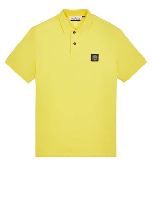 Men's Logo Patch Cotton Polo Shirt Yellow - STONE ISLAND - BALAAN 2