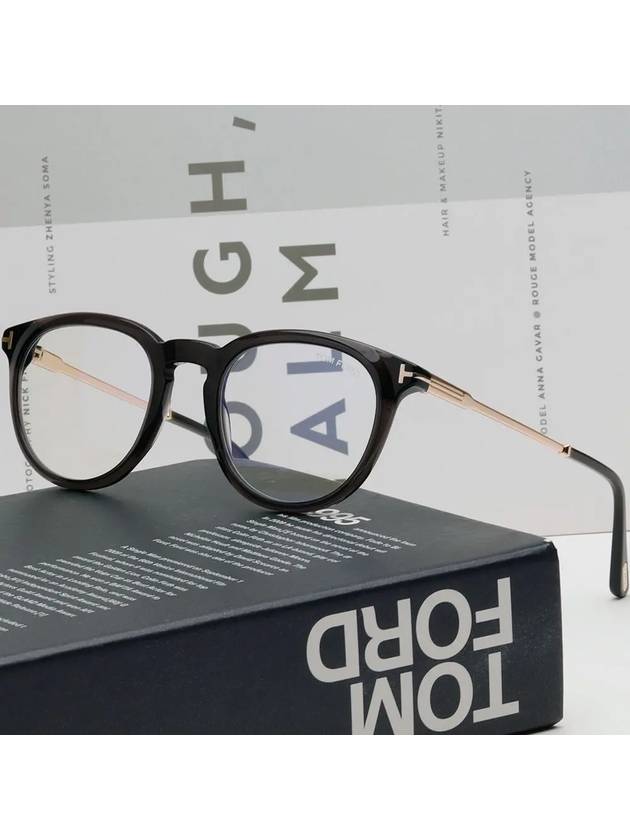 Blue light blocking glasses frame TF5905B 005 transparent black round metal combination horn rim fashion - TOM FORD - BALAAN 2