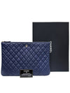 Women s A82552 Cavier Skin Classic Navy Leather Gold Plated COCO Logo Large Clutch - CHANEL - BALAAN 9