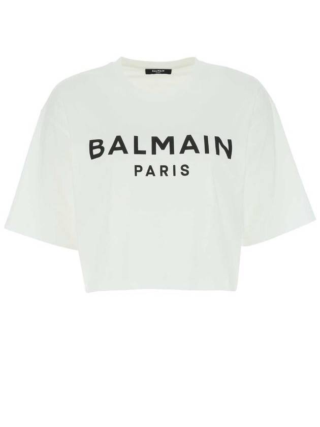 Short Sleeve T-Shirt BF1EE020BB02 GAB BLANC NOIR - BALMAIN - BALAAN 2