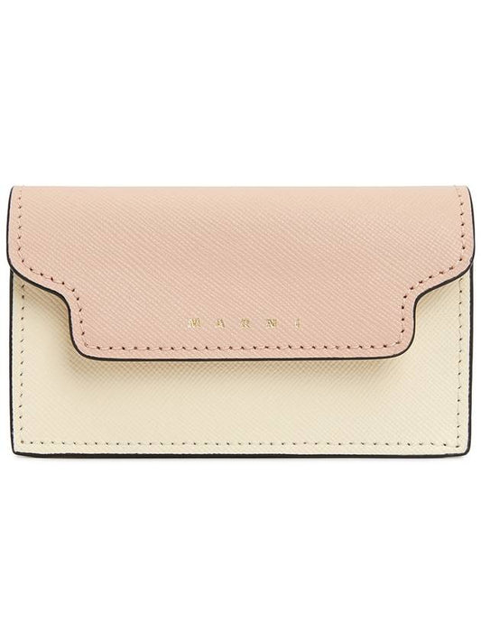 Logo Color Block Saffiano Card Wallet Pink - MARNI - BALAAN 2