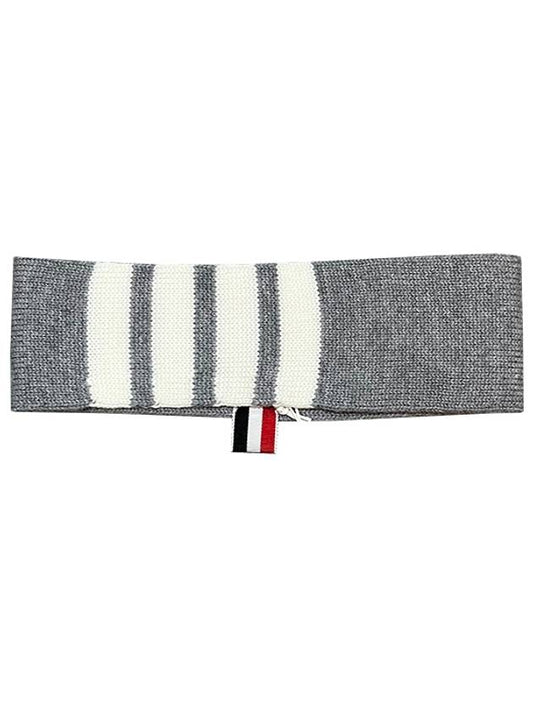 Diagonal 4-Bar Jersey Stitch Merino Wool Headband Grey - THOM BROWNE - BALAAN 2