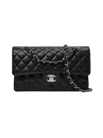 Classic Grained Calfskin Medium Shoulder Bag Black - CHANEL - BALAAN 1