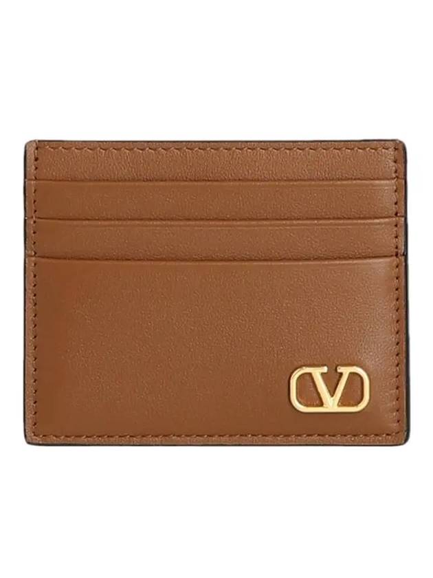 V Logo Card Wallet Brown - VALENTINO - BALAAN 1