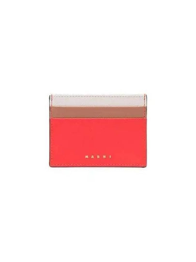 Saffiano Color Block Card Wallet Red - MARNI - BALAAN 2