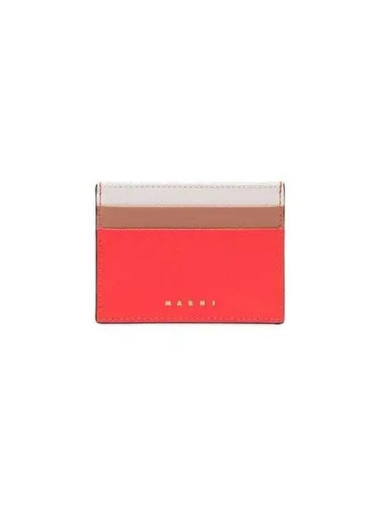 Saffiano Color Block Card Wallet Red - MARNI - BALAAN 2