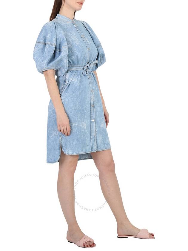 Stella Mccartney Crinkle Blue Denim Puff Sleeve Dress, Brand Size 36 (US Size 2) - STELLA MCCARTNEY - BALAAN 2