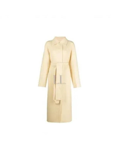 Belted Virgin Wool Single Coat Yellow - JIL SANDER - BALAAN 2