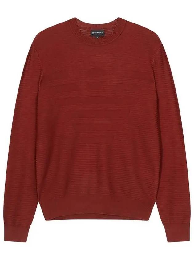 Men s Eagle Logo Tissue Crewneck Knit Cherry Red - EMPORIO ARMANI - BALAAN 1