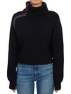 La Maille Vega Asymmetric Mock Neck Wool Knit Top Navy - JACQUEMUS - BALAAN 4