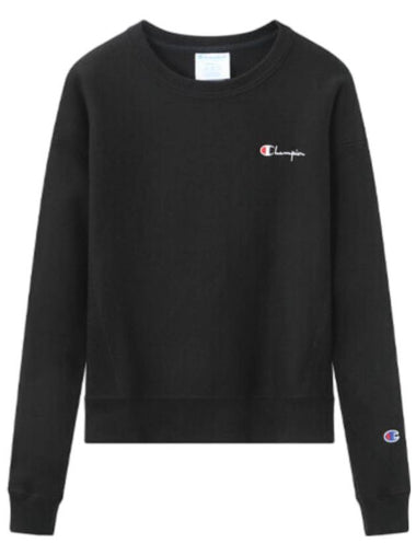 Reverse Embroidered Script Crew Neck Sweatshirt Black - CHAMPION - BALAAN 1