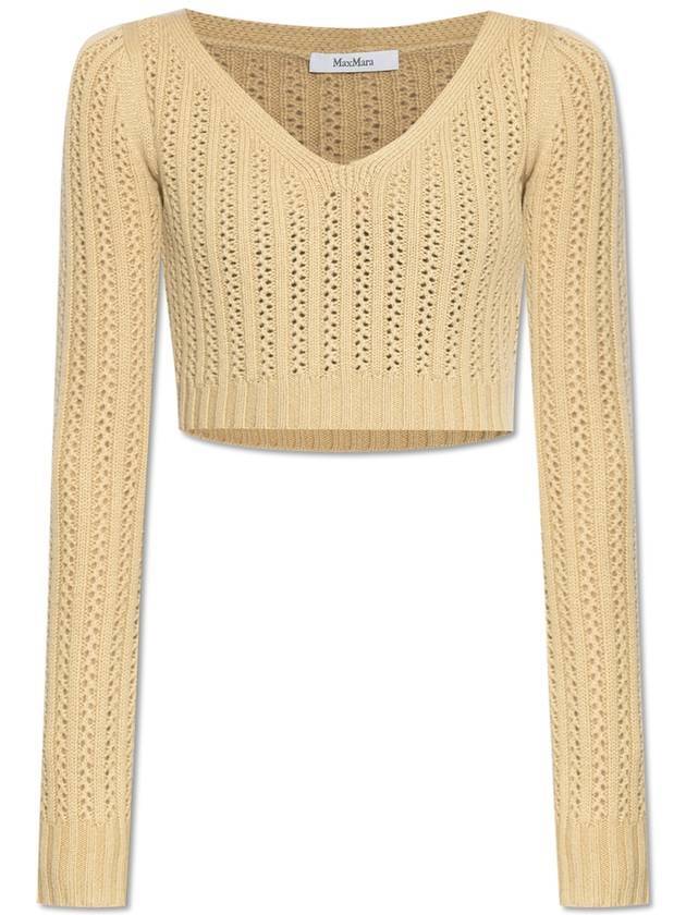 Iprem Cropped Wool Cashmere Knit Top Beige - MAX MARA - BALAAN 1