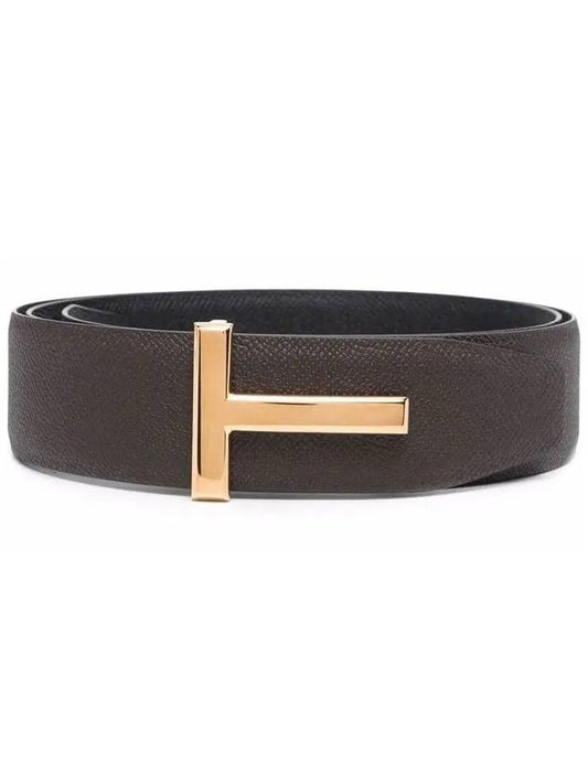 T Buckle Reversible Leather Belt Brown - TOM FORD - BALAAN 2