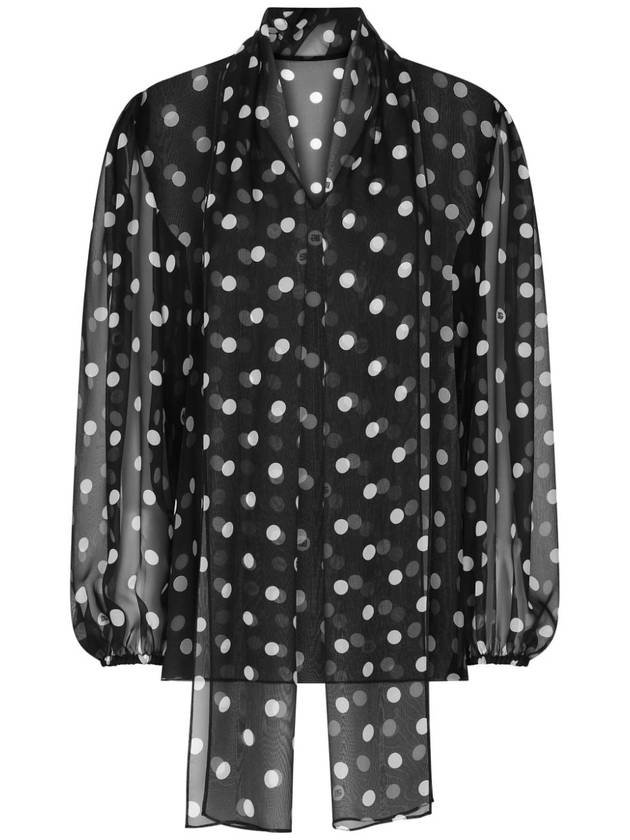 Polka Dot Print Pussy Bow Shirt F778TTIS1VH - DOLCE&GABBANA - BALAAN 4