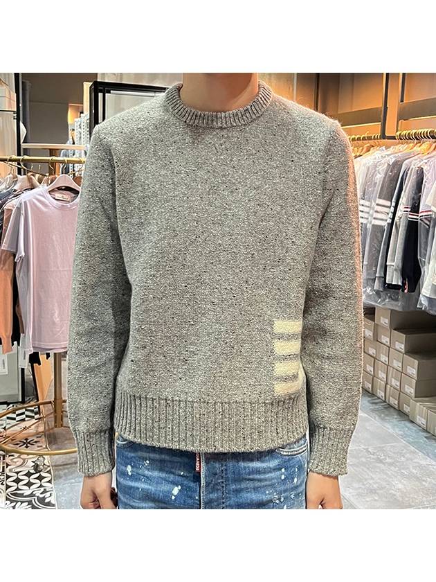 Donegal 4-Bar Striped Crew Neck Wool Knit Top Light Grey - THOM BROWNE - BALAAN 3