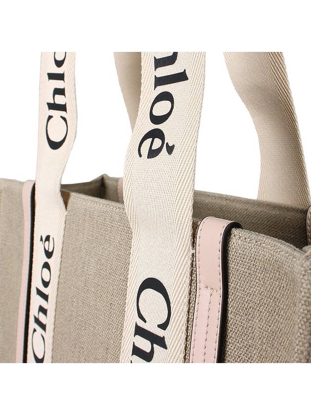 Woody Canvas Medium Tote Bag Cement Pink - CHLOE - BALAAN 8