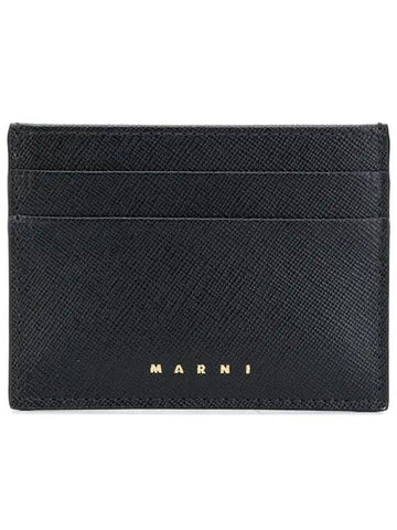 Logo Saffiano Card Wallet Black - MARNI - BALAAN 1