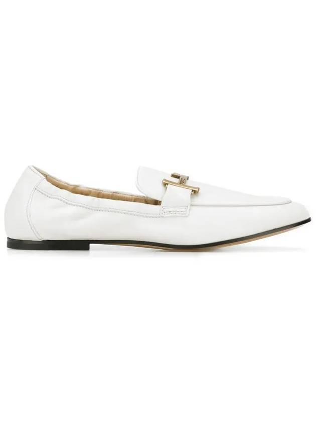 Women's Double T Leather Loafers White - TOD'S - BALAAN 3