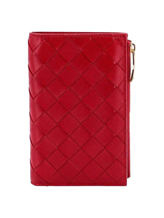 Intrecciato Leather Passport Wallet Red - BOTTEGA VENETA - BALAAN 1