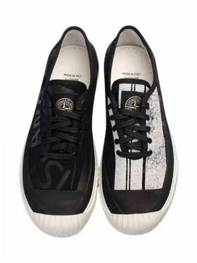 Logo Canvas Deck Low Top Sneakers Black - STONE ISLAND - BALAAN 2