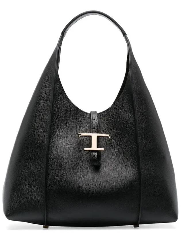 T Timeless Medium Leather Shoulder Bag Black - TOD'S - BALAAN 2